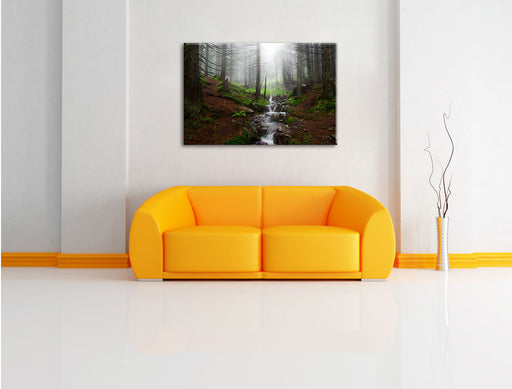 Bach im Wald Leinwandbild über Sofa