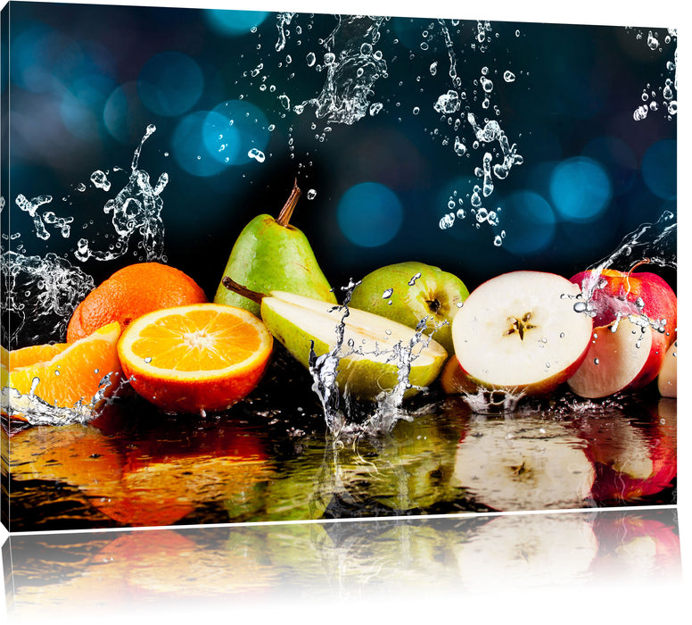 Pixxprint Früchte im Wasser, Leinwandbild