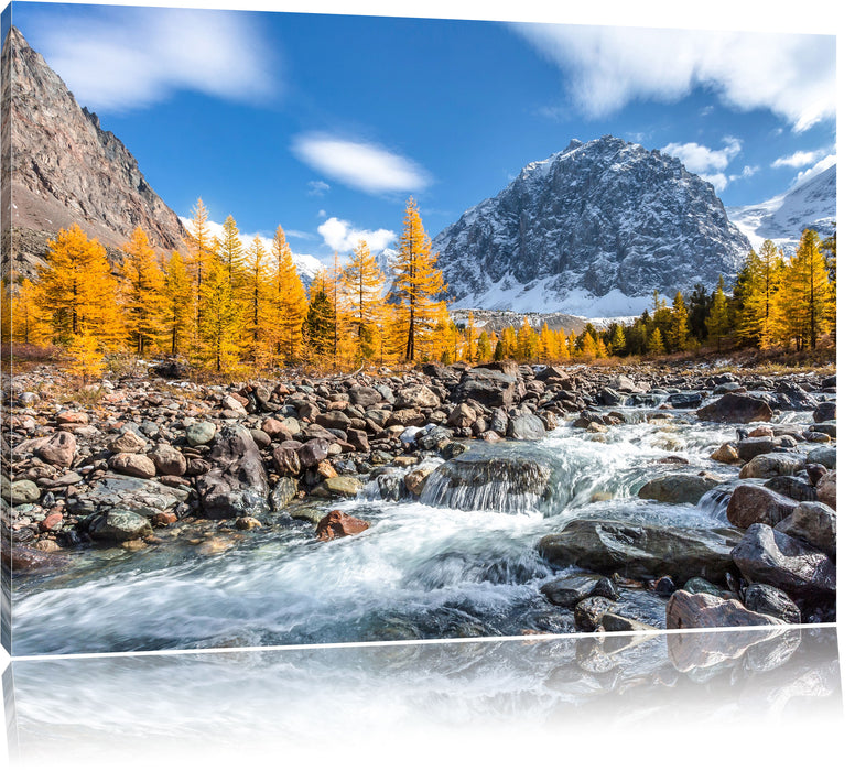 Pixxprint kleiner Fluss im Gebirge, Leinwandbild