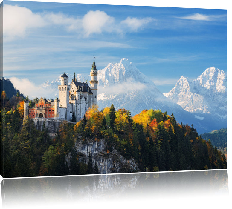 Pixxprint Schloss Neuschwanstein Herbst, Leinwandbild