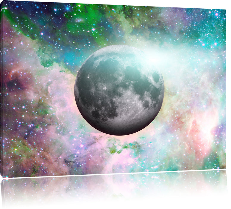 Pixxprint unser Mond im Sternenstaub, Leinwandbild