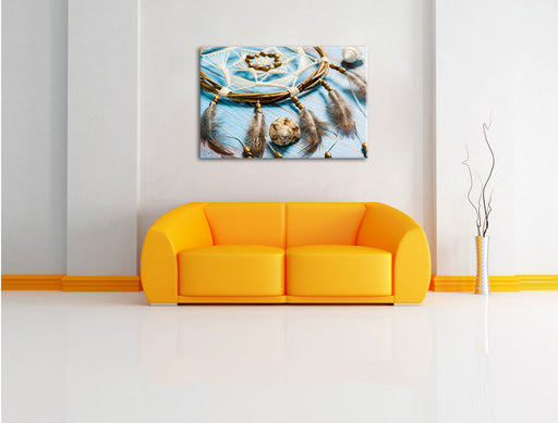 Traumfänger mit Federn Leinwandbild über Sofa