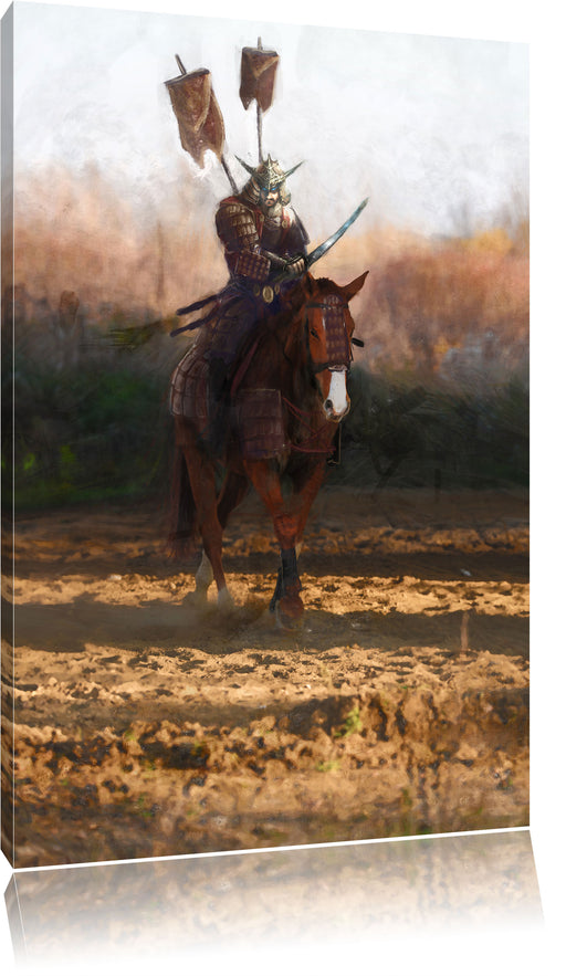 Samurai Krieger auf einem Pferd Leinwandbild
