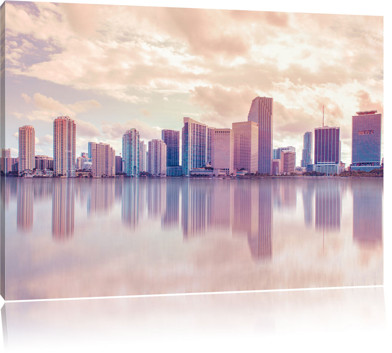 Pixxprint Miami Florida Skyline, Leinwandbild