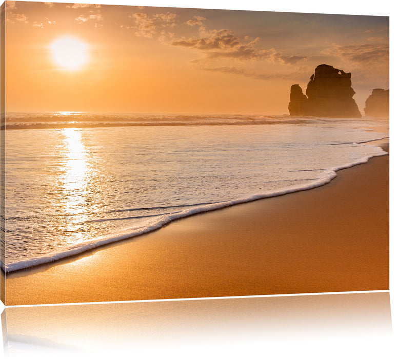 Pixxprint Sonnenuntergang Ozean, Leinwandbild