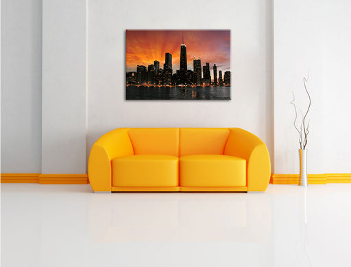Chicago-Wolkenkratzer-Silhouette Leinwandbild über Sofa