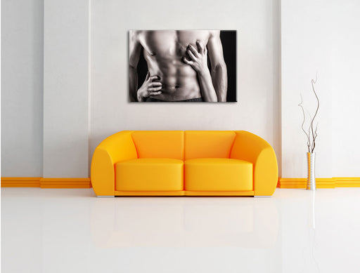 muskulöser Waschbrettbauch Leinwandbild über Sofa