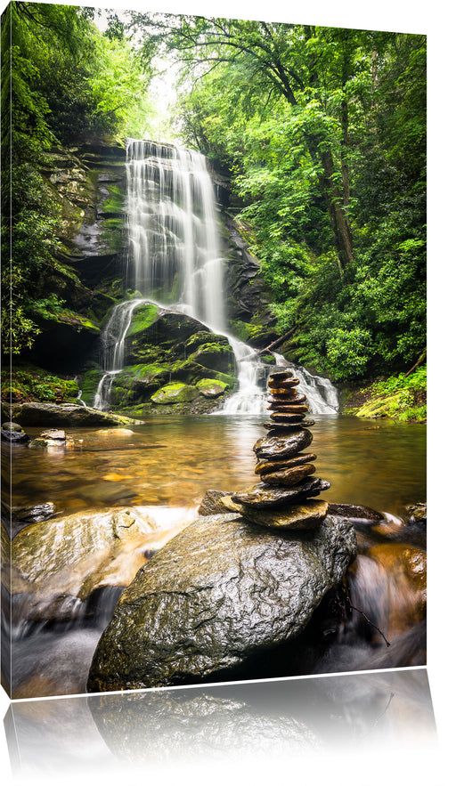 Zen Steine vor Wasserfall Leinwandbild