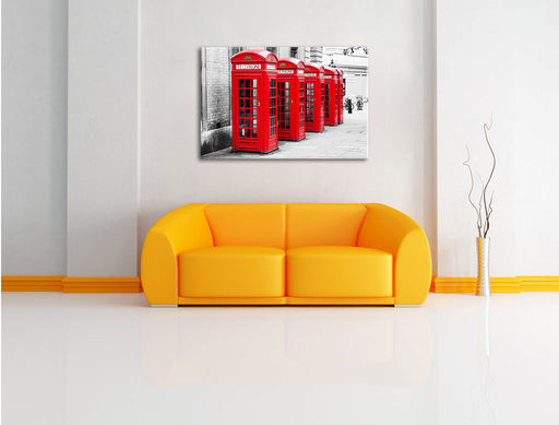 rote Londoner Telefonzellen Leinwandbild über Sofa