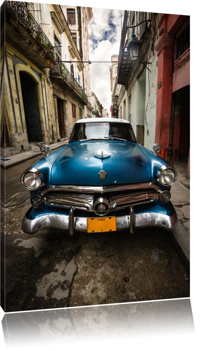 Pixxprint Oldtimer in Stadt, Leinwandbild