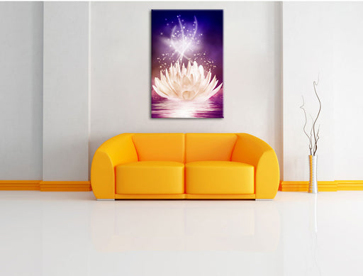 abstrakte Seerose Leinwandbild über Sofa
