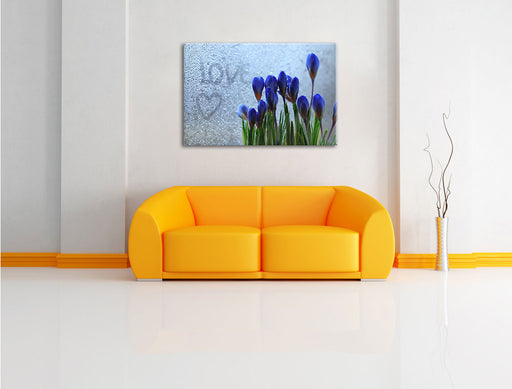 Frühlingsblumen Tropfen Leinwandbild über Sofa