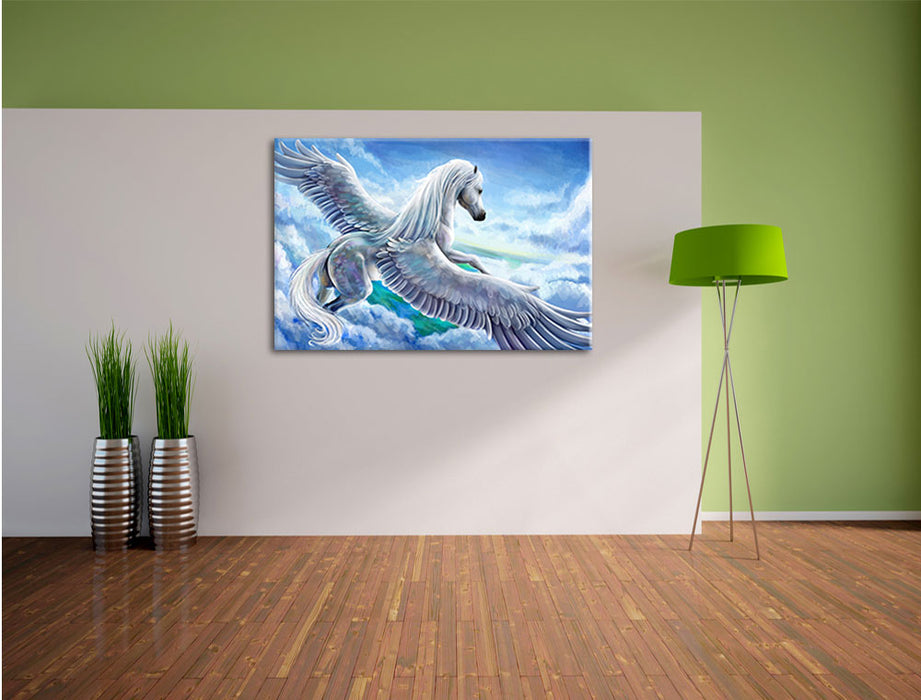 Pegasus fliegt über den Wolken Leinwandbild im Flur