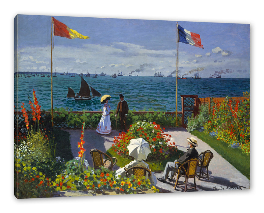 Pixxprint Claude Monet - Garten in Sainte-Adresse, Leinwandbild