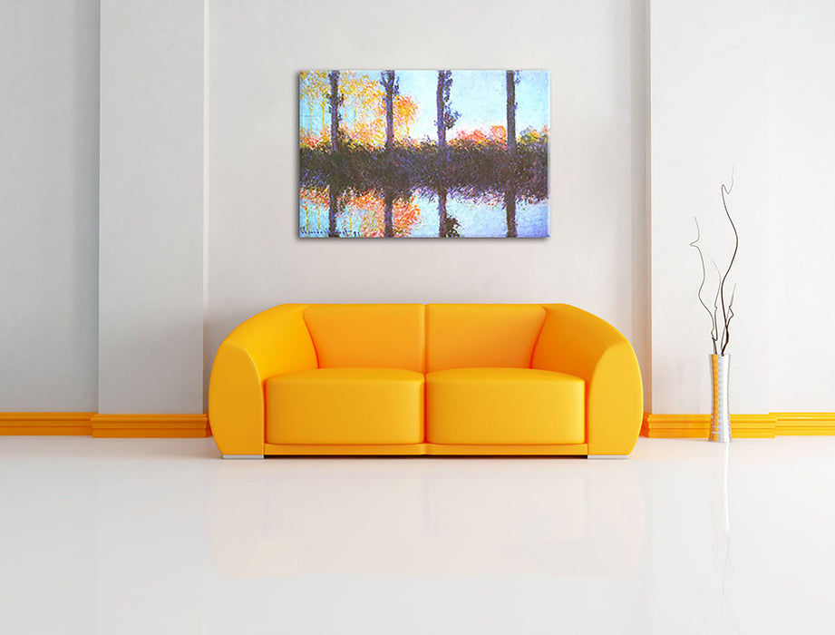 Claude Monet - Die vier Pappeln Leinwandbild im Wohnzimmer Rechteckig