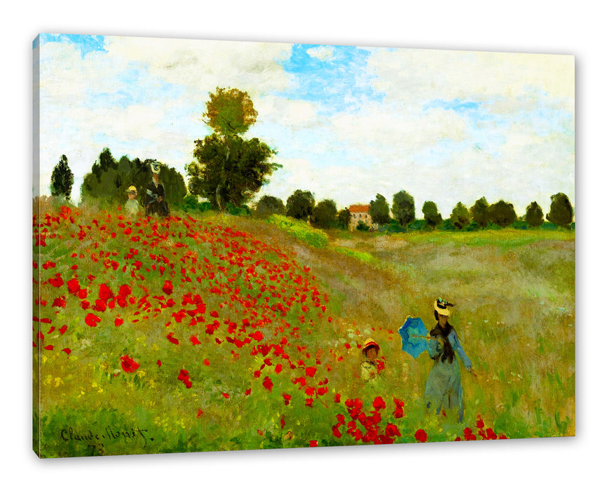Pixxprint Claude Monet - Felder um Argenteuil, Leinwandbild