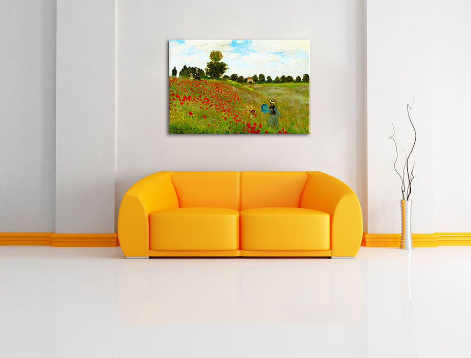 Claude Monet - Felder um Argenteuil Leinwandbild im Wohnzimmer Rechteckig
