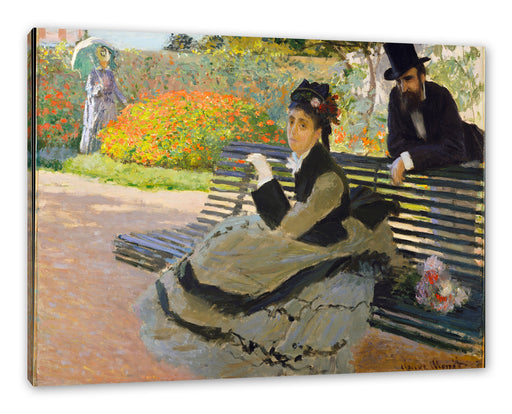 Claude Monet - Camille Monet auf einer Gartenbank Leinwanbild Rechteckig