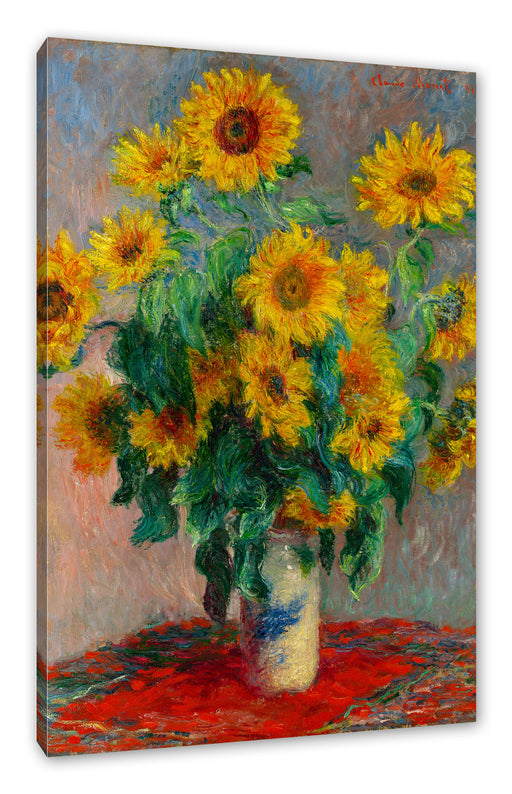 Claude Monet - Ein Strauß Sonnenblumen Leinwanbild Rechteckig
