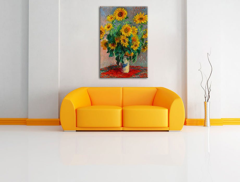 Claude Monet - Ein Strauß Sonnenblumen Leinwandbild im Wohnzimmer Rechteckig
