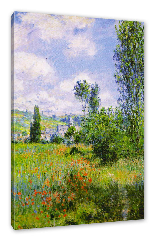 Claude Monet - Aussicht von Vétheuil- Impression Leinwanbild Rechteckig