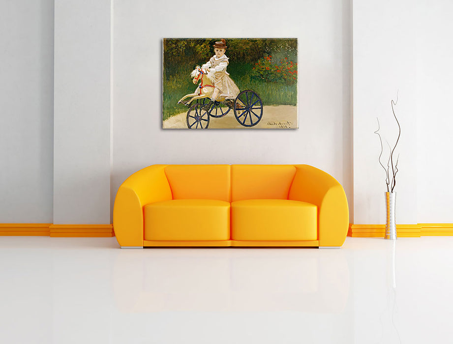 Claude Monet - Jean Monet auf seinem Pferderad Leinwandbild im Wohnzimmer Rechteckig