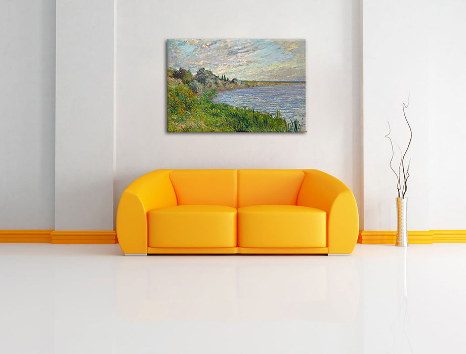 Claude Monet - Die Seine bei Vétheuil Leinwandbild im Wohnzimmer Rechteckig