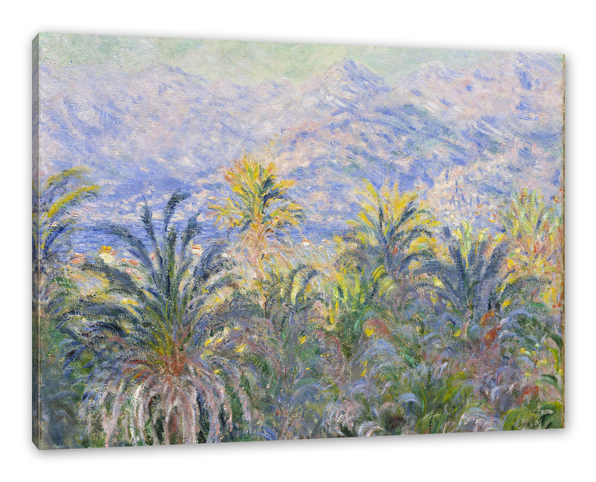 Pixxprint Claude Monet - Palmen in Bordighera, Leinwandbild