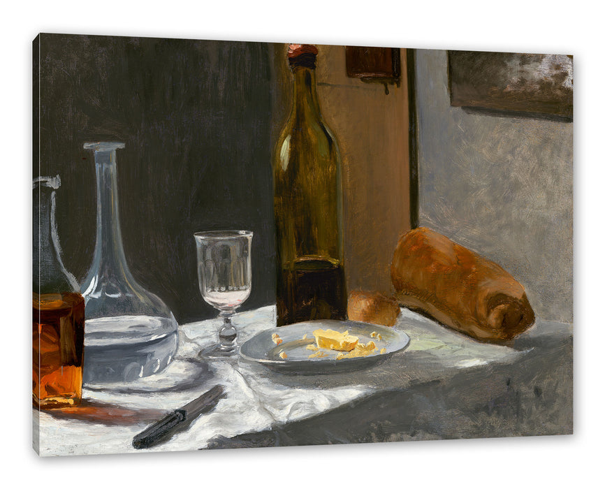 Pixxprint Claude Monet - Stillleben mit Flasche, Leinwandbild