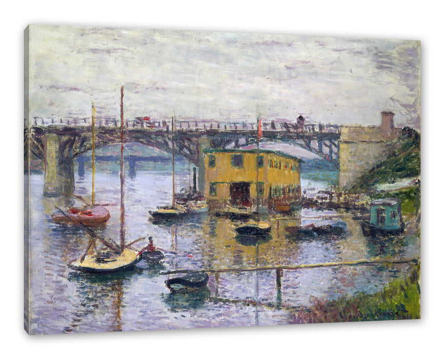 Pixxprint Claude Monet - Brücke bei Argenteuil an einem grauen, Leinwandbild