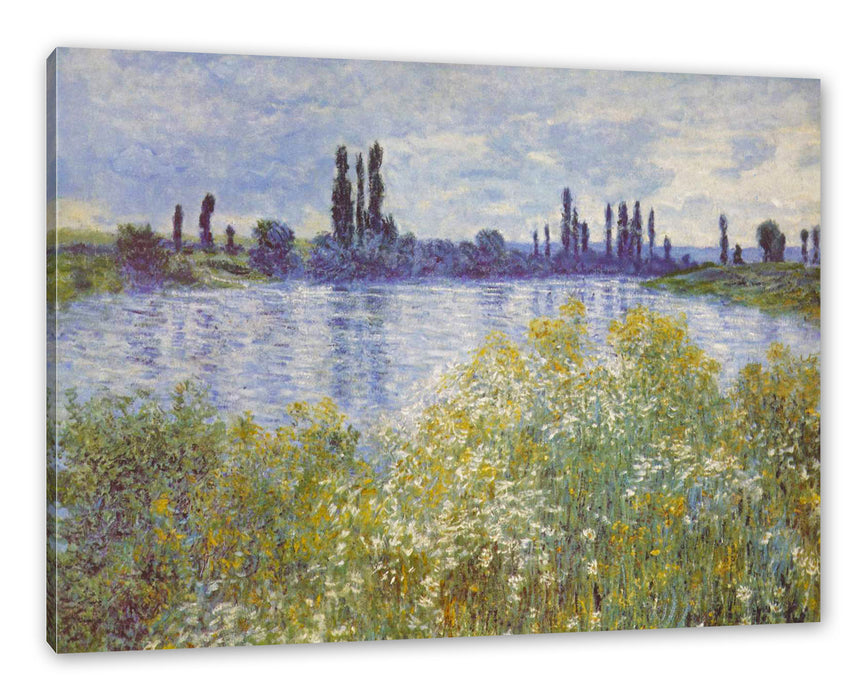 Pixxprint Claude Monet - Seine-Ufer Vétheuil, Leinwandbild