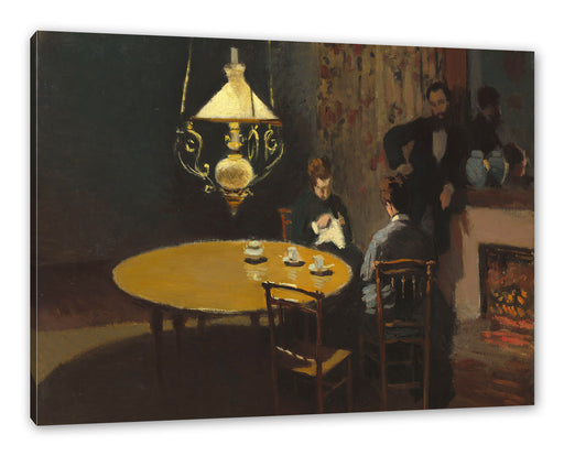 Claude Monet - Drinnen nach dem Abendessen Leinwanbild Rechteckig