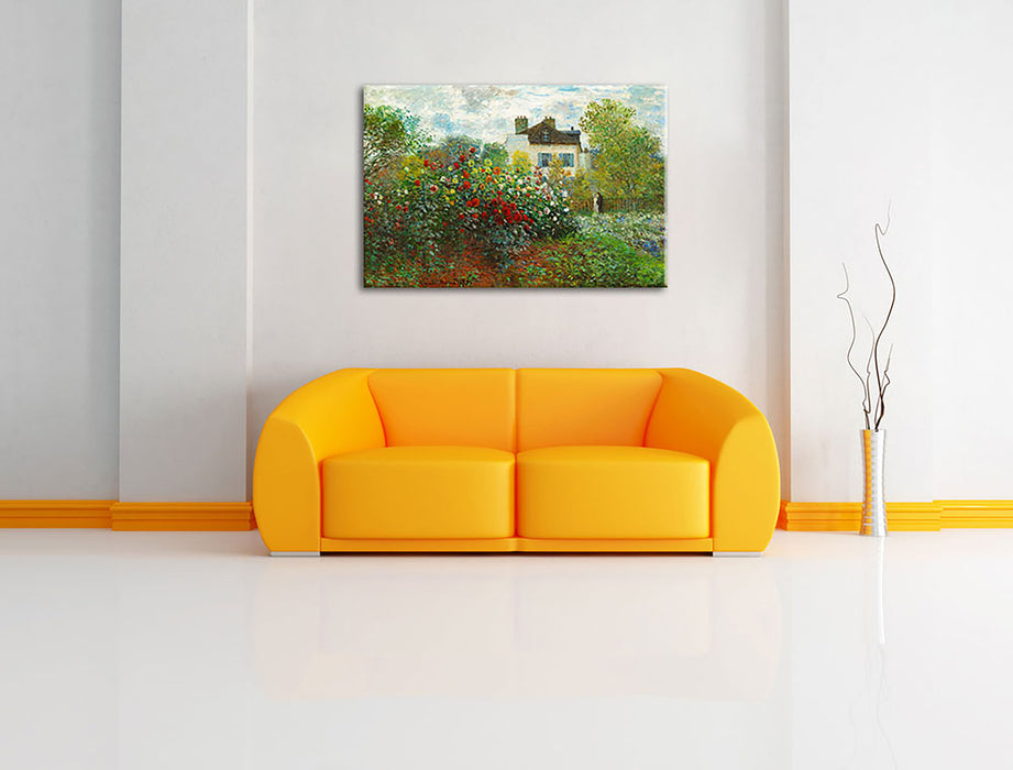 Claude Monet - Des Künstlers Garten in ArgenteuilEi Leinwandbild im Wohnzimmer Rechteckig