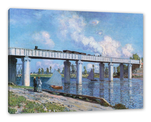 Claude Monet - Die Eisenbahnbrücke in Argenteuil Leinwanbild Rechteckig