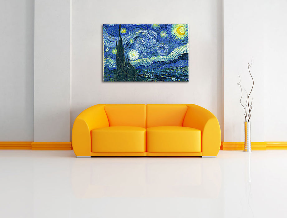 Vincent Van Gogh - Die Sternennacht Leinwandbild im Wohnzimmer Rechteckig