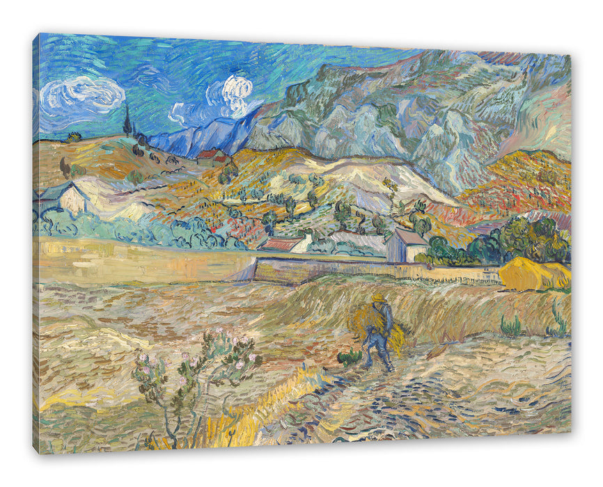 Pixxprint Vincent Van Gogh - Weizenfeld mit Bauer, Leinwandbild