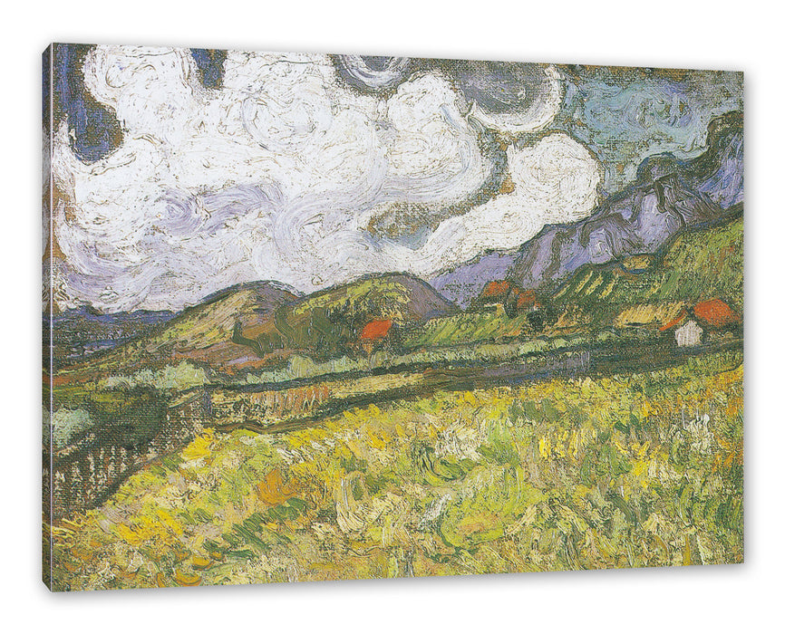 Pixxprint Vincent Van Gogh - Weizenfeld hinter Saint-Paul, Leinwandbild