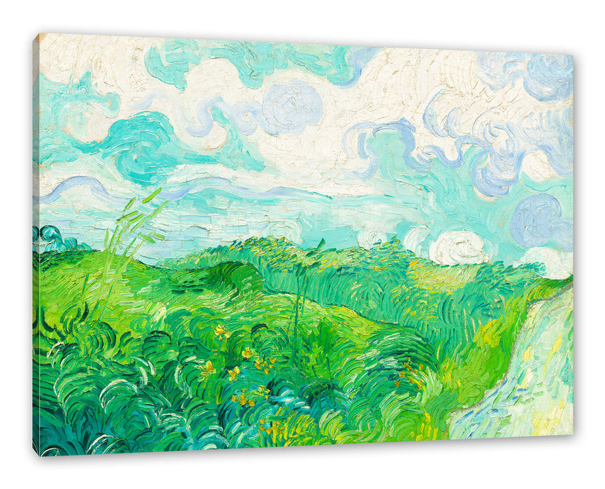 Pixxprint Vincent Van Gogh - Feld mit grünem Weizen, Leinwandbild