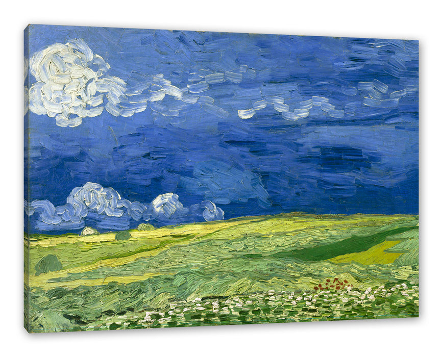 Pixxprint Vincent Van Gogh - Weizenfeld unter Gewitterwolken, Leinwandbild