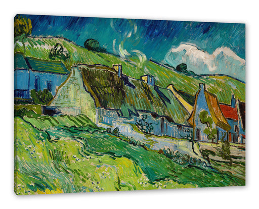 Vincent Van Gogh - Strohgedeckte Landhäuser Leinwanbild Rechteckig