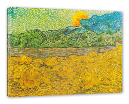 Vincent Van Gogh - Landschaft mit Weizenhaufen Leinwanbild Rechteckig