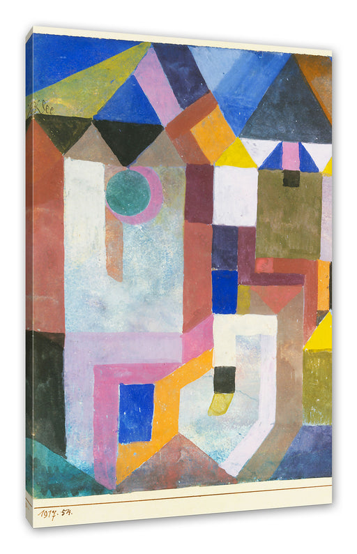 Paul Klee - Bunte Architektur Leinwanbild Rechteckig