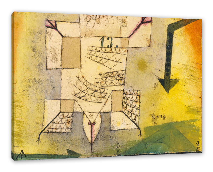 Pixxprint Paul Klee - Abstürzender Vogel, Leinwandbild