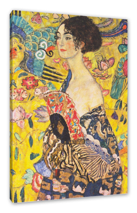 Pixxprint Gustav Klimt - Frau mit Fächer, Leinwandbild