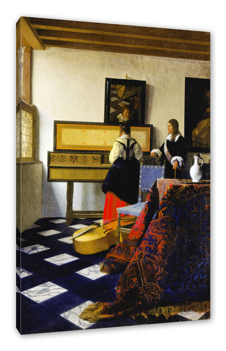 Johannes Vermeer - Die Musikstunde Leinwanbild Rechteckig