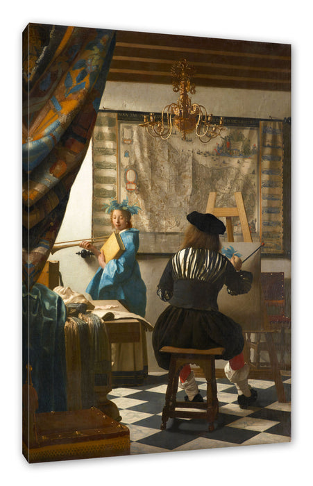 Pixxprint Johannes Vermeer - Die Allegorie der Malerei, Leinwandbild