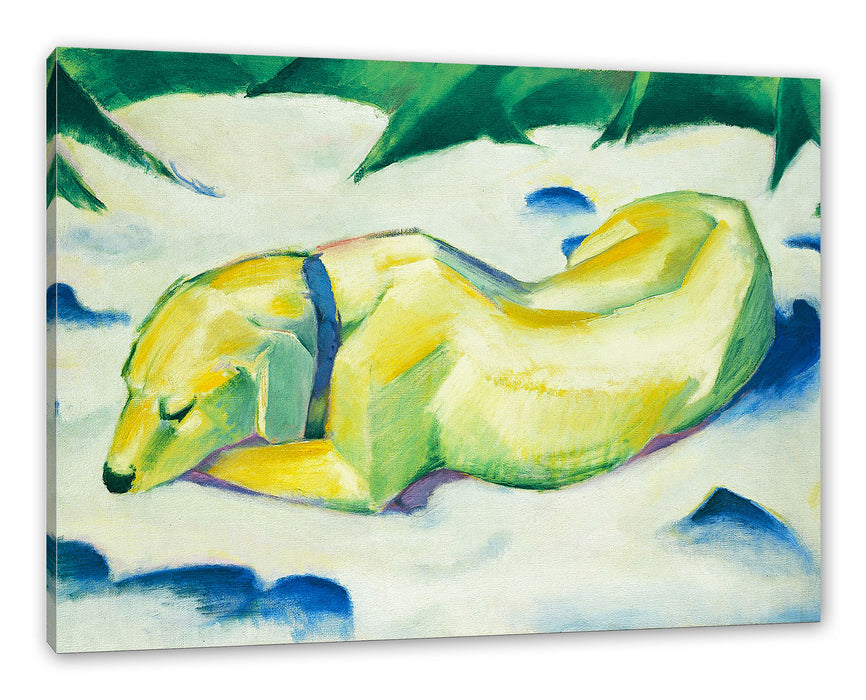 Pixxprint Franz Marc - Liegender Hund im Schnee, Leinwandbild