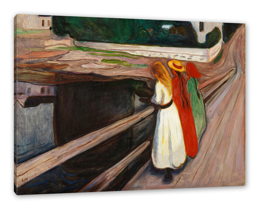 Edvard Munch - Mädchen auf der Brücke Leinwanbild Rechteckig