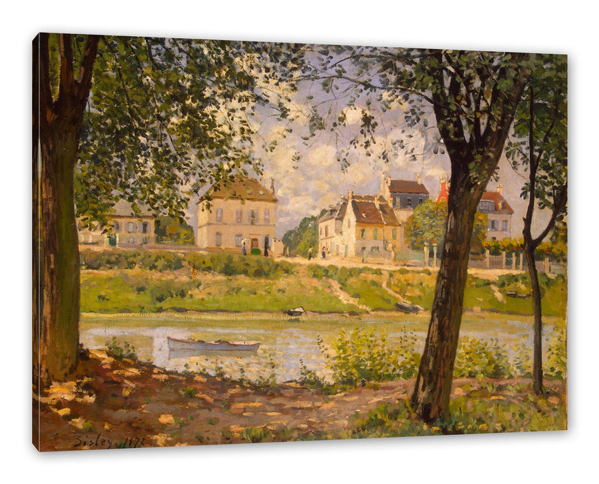 Pixxprint Alfred Sisley - Village On The Banks Of The Seine Ville, Leinwandbild