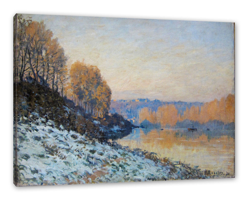 Pixxprint Alfred Sisley - Port Marly White Frost , Leinwandbild